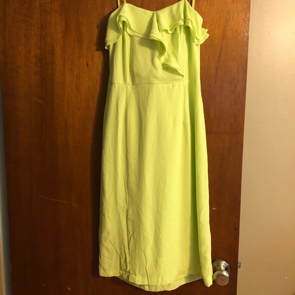 Strapless Lime Green Fitted Dress Size Large